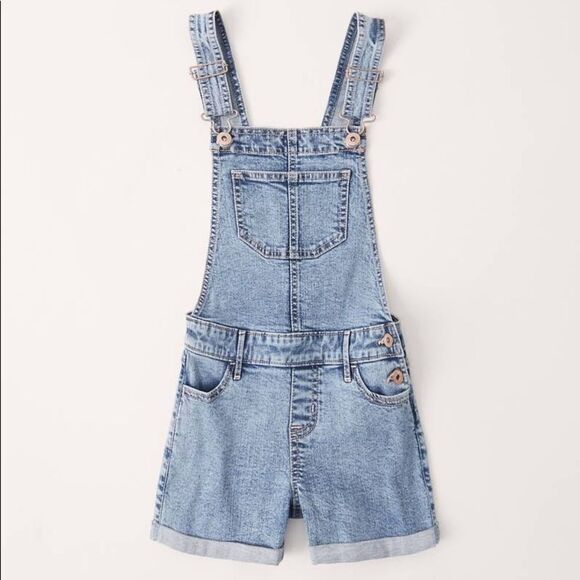 ✨6xHP✨Abercrombie Kids denim shortalls✨ - Picture 2 of 5
